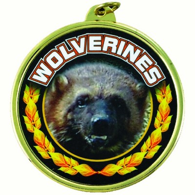 2 ¼" TM Series Academic Medal w/Wolverines Mascot Mylar Insert