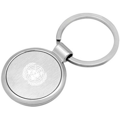Round Key Chain in Dual Tone Silver