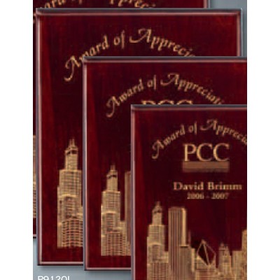 Piano Finish Rosewood Plaque w/Gold Filled Laser Engraving (9"x12")