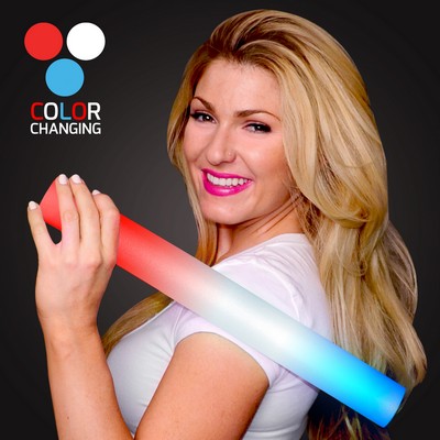 Red White & Blue LED Foam Batons 16" Cheer Sticks - BLANK
