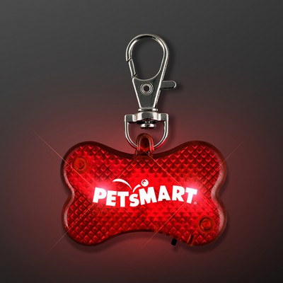 LED Dog Bone Pet Safety Light, Red - PRINTED