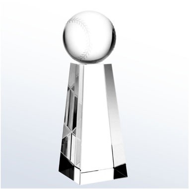Optical Crystal Champion Baseball Trophy - Small
