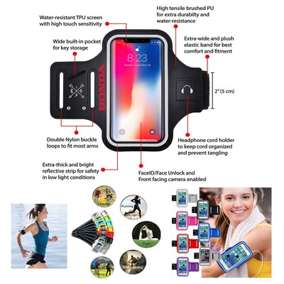 iBank® Running Sport Armband with Earphone Bag compatible with iPhone 16, Galaxy & More