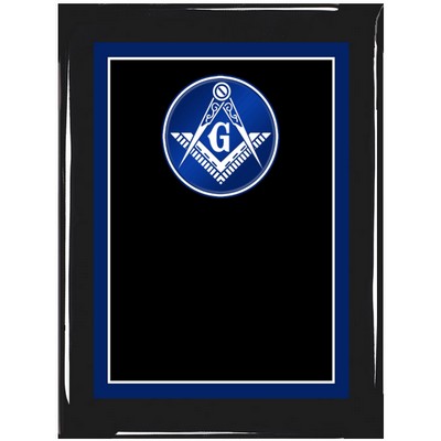 Ebony Piano Finish Plaque with Masonic Brass Plate, 8 x 10"