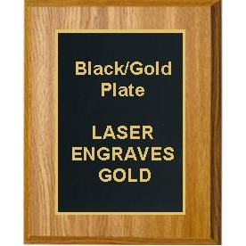 Oak Plaque 9" x 12" - Black/Gold 7" x 10" Plate