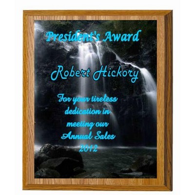 Cherry Finish 8" x 10" Plaque w/Cove Edge and is Dye Sublimated