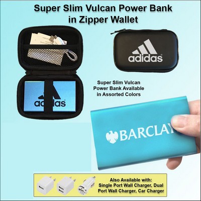 3000mAh Super Slim Vulcan Power Bank w/Zipper Wallet Gift Set - Light Blue No Extra Tariff