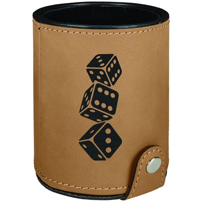 Light Brown Leatherette Dice Cup w/5 Dice