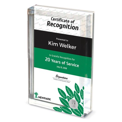 Lucite Frame Award W/ Silver Medallion