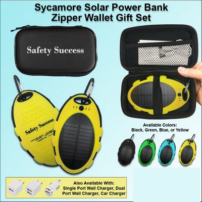 Sycamore Solar Power Bank Zipper Wallet Gift Set 5000 mAh - Yellow No Extra Tariff