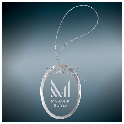 3 1/4" Oval Clear Glass Ornament w/Silver String