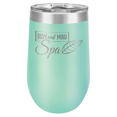 16 Oz. Teal Polar Camel Stemless Wine Tumbler with Clear Lid