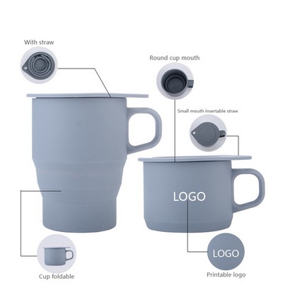 Collapsible Coffee Mug with Straw