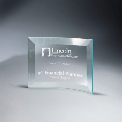 Beveled Jade Glass Crescent Plaque (6"x4"x0.1875")