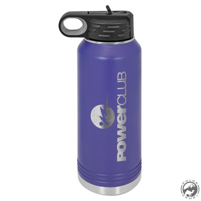 Powder Coated Purple Travel Water Bottle Includes Straw