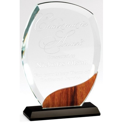 Essex w/Wood Edge Crystal Award, 7 1/4"H