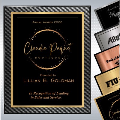 Piano Carbon Fiber Finish Plaque w/Choice of Double Plate (10.5" x 13")