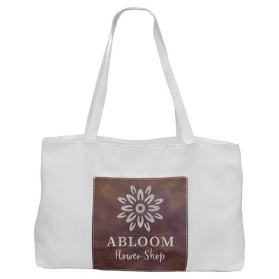19" x 12" White Bag with 5" Rustic/Silver Leatherette Gusset