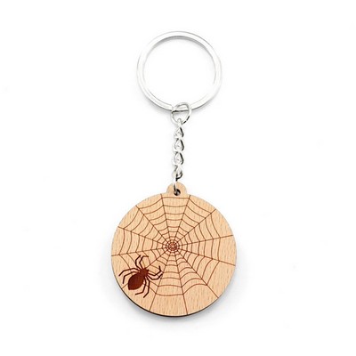 Spider Shape Wooden Keychain