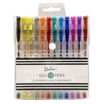 Gel Pens - 12 Colors, Water Based (Case of 24)
