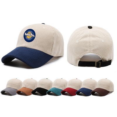 Two-Tone Corduroy Cotton Cap/Hat For Winter