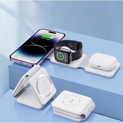 3-1 Foldable Magnetic Wireless Charger *Fast Charge 15W*