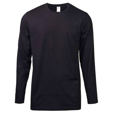 Men's Crew Neck Long Sleeve T-Shirts - Black, 3X (Case of 10)