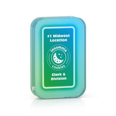 Rounded Acrylic Highlighter Award, Large, Blue-Green Gradient