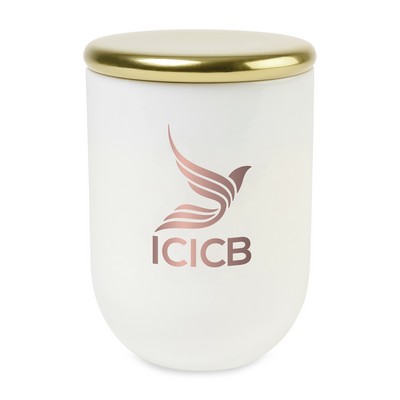 Be Home® Cora Blown Glass Candle - White-Fresh Bamboo
