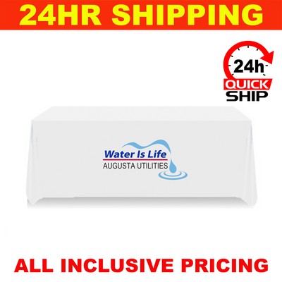 8' Dye Sub Full Color, White Tablecloth (Non Fitted)