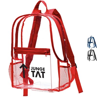 Translucent Trek Clear Stadium Backpack w/ Mesh pocket (12" x 16" x 5")