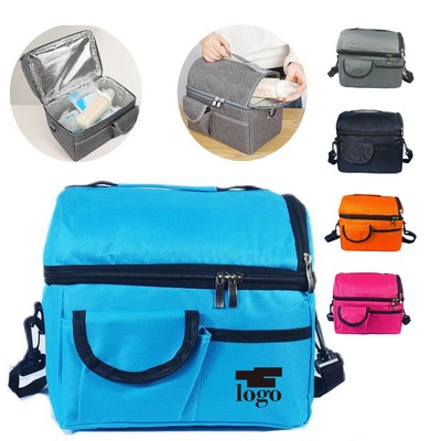 Portable Double-Layer Ice Pack Food Insulation Bag