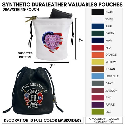 Leather Valuables Drawstring Pouch Your Logo
