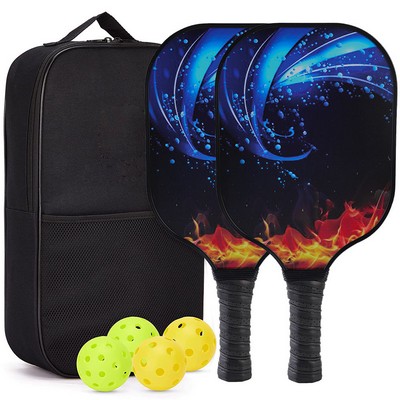 Fiberglass Pickleball Paddles,Pickleball Rackets w/Fiberglass Surface,Paddles Set +4 Pickleball Ball