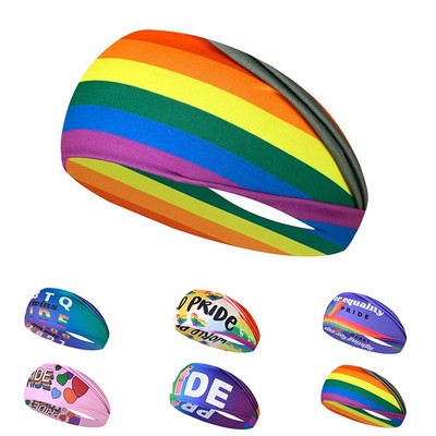 LGBT Rainbow Elastic Breathable Polyester Sweat Absorbing Headband