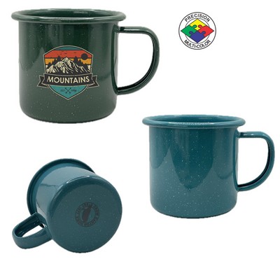 12 Oz. Stinson Speckled Turquoise Enameled Steel Cup - Precision Spot Color