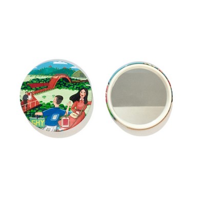 Round Tin Compact Makeup Mirror