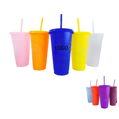 24oz Drinking Cups with Lid and Straw