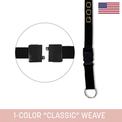 3/4" Woven Detachable Lanyard w/ Split Ring & Back Breakaway - "Classic" Weave