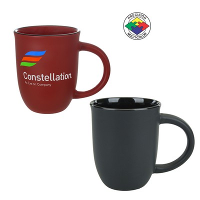14 Oz. Satin Matte Black Salem Mug with Gloss Black Halo - Dishwasher Safe - Precision Spot Color