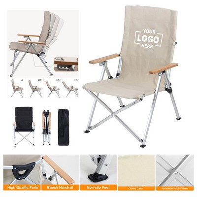Folding Outdoor Camping Recliner Chairs With Wood Handle