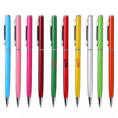 Flat Top Thin Metal Ballpoint Pen