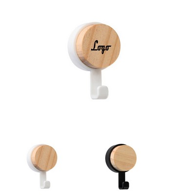 Round Wooden Self Adhesive Wall Mounted Hook