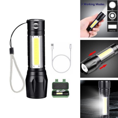 Rechargeable LED Flashlight With Side Cob