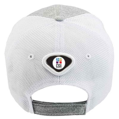 Gray And White Ball Cap W/ Color Medallion