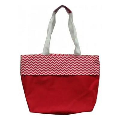 Mannitok Chevron Jumbo "Bold" Tote, Red
