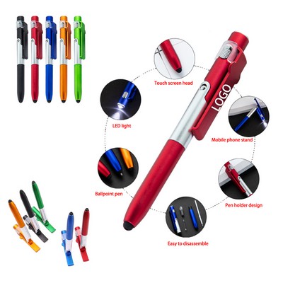 Foldable LED Light Mobile Phone Rack Touch Ballpoint Pen