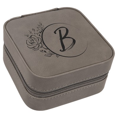 Leatherette Travel Jewelry Box with Black Lining