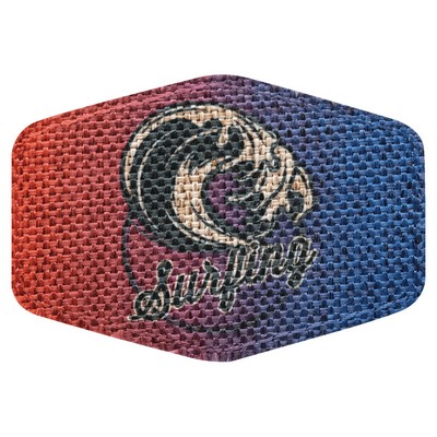 3.5" x 2.5" Burlap Hex Sublimatable Patch with Adhesive
