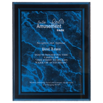 9" x 11" Blue Marble Border Clear-Plaq Acrylic